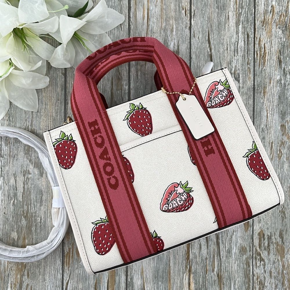 Coach Smith Tote Bag 24 With Strawberry Print Crossbody Bag Purse